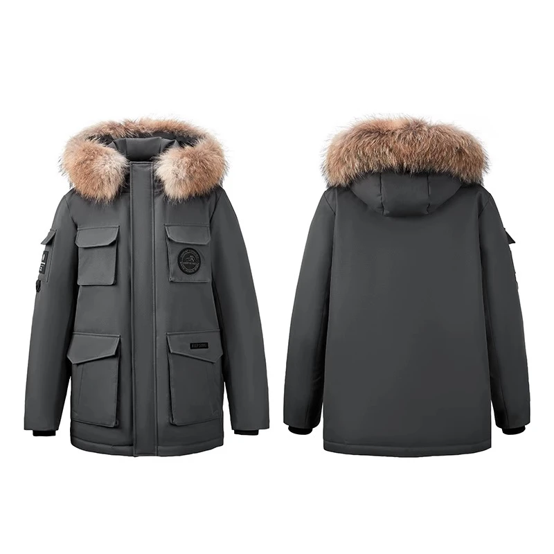 雅鹿工装正品羽绒服女冬季2024新款时尚加厚派克服貉子大毛领保暖