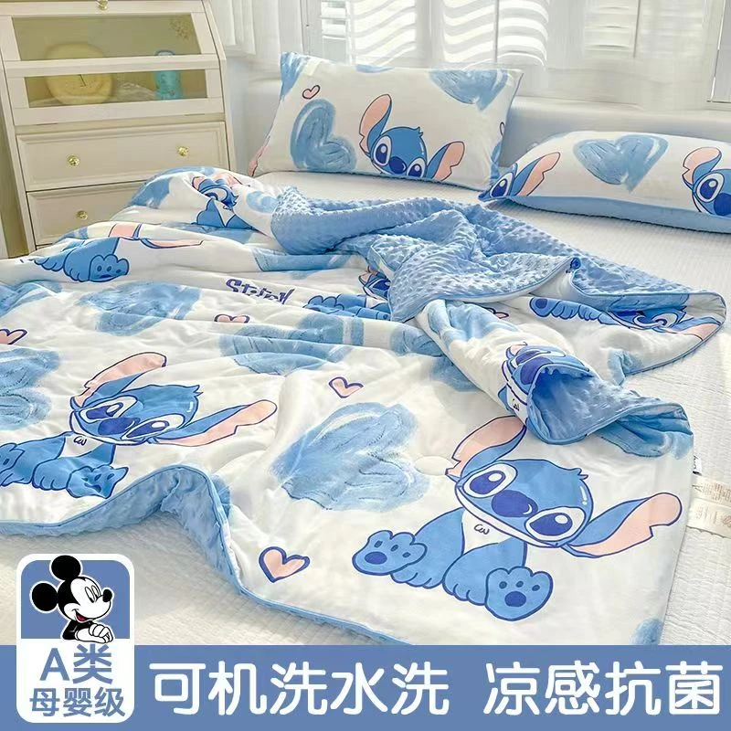迪士尼正版授权幼儿园夏凉被空调薄款史迪仔印花机洗学生宿舍凉感