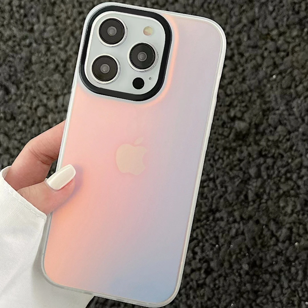 渐变镭射极光适用苹果13手机壳iphone14promax防摔12/11简约x女xs