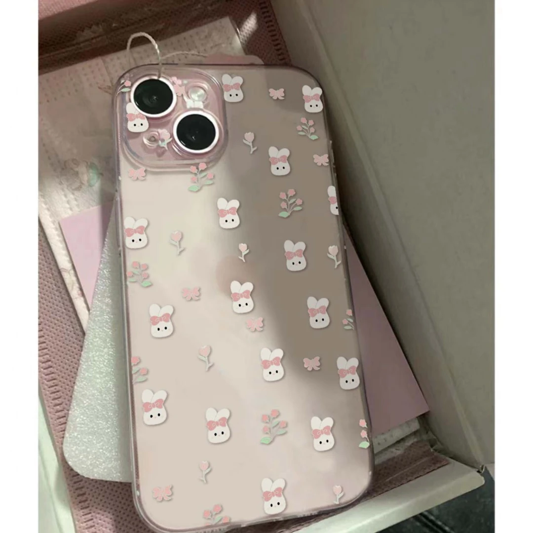 鲜花兔子适用于iPhone15/14/13手机壳苹果小米vivo华为oppo女可爱
