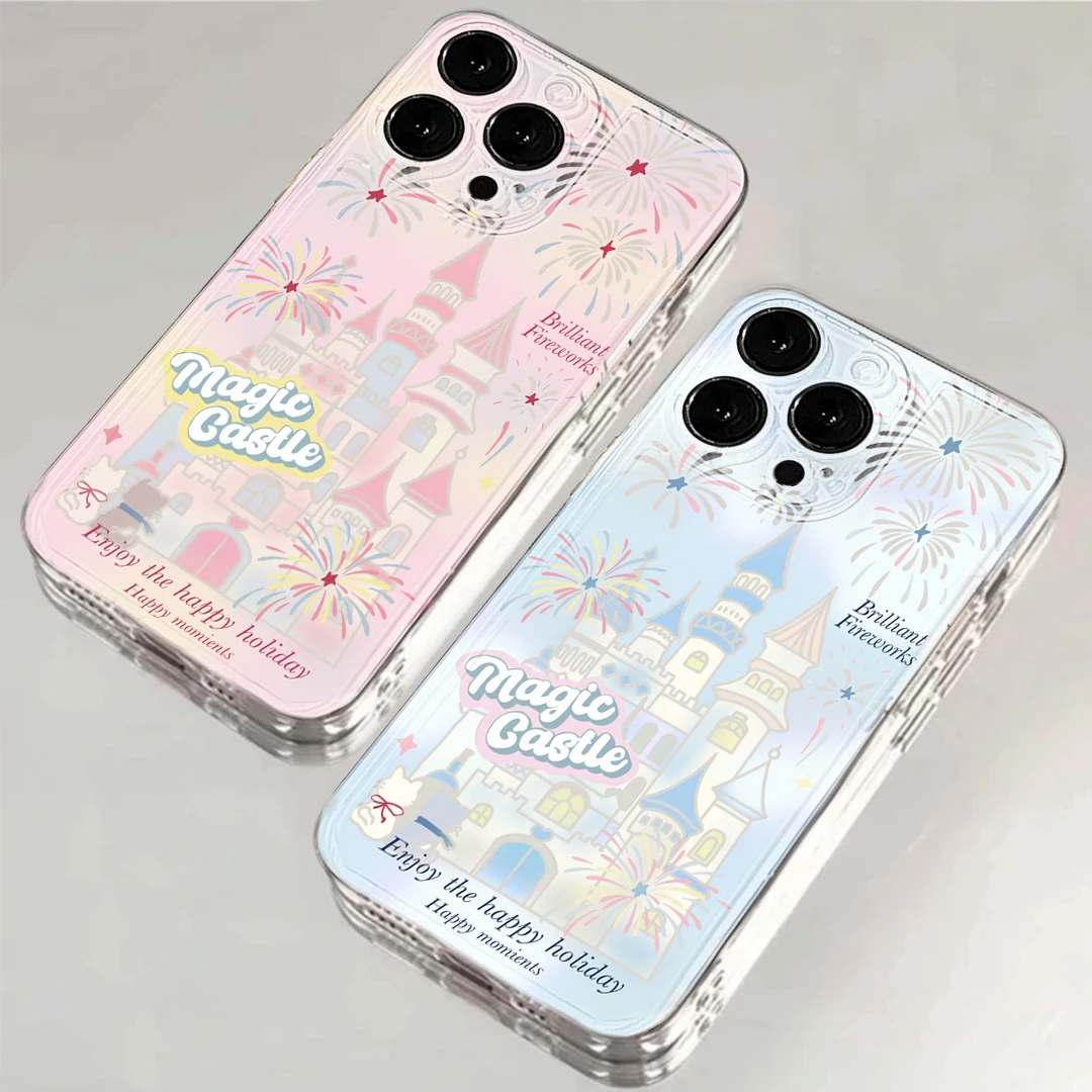 烟花魔法城堡适用iPhone15/14/13手机壳苹果小米vivo华为oppo可爱
