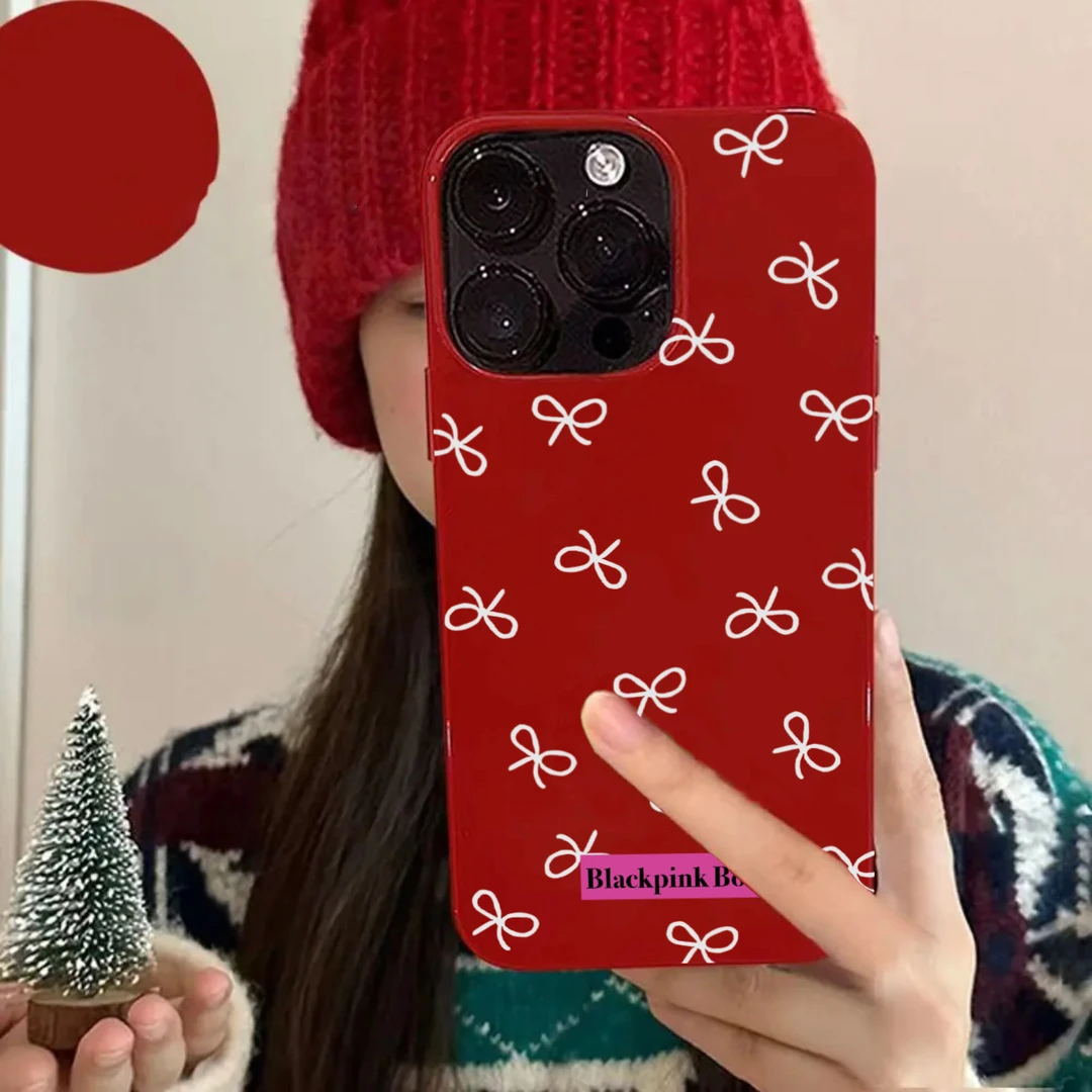 新年红满屏蝴蝶结适用苹果15手机壳iphone13/14promax新款12/11女