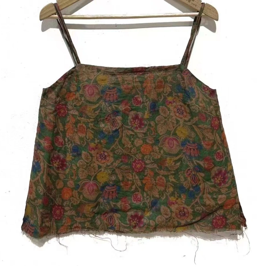 左岸迷香 果儿坊 【吊带】百搭 复古 印花 时尚 植物染 1043