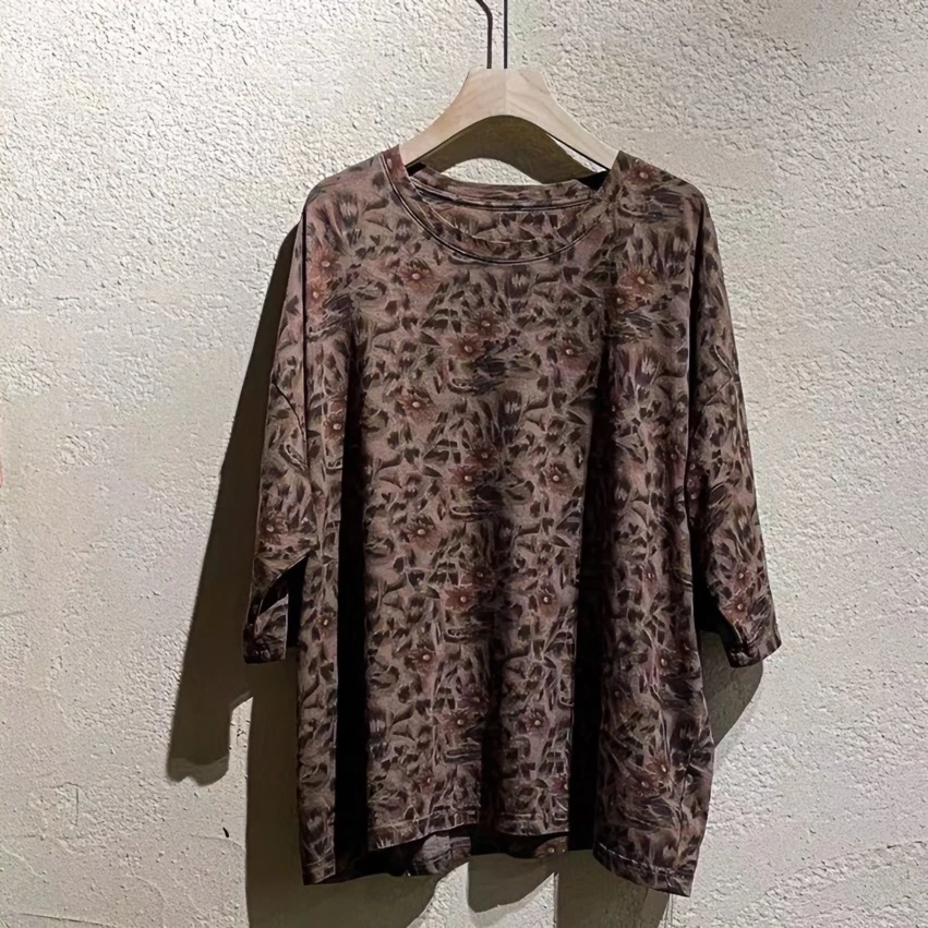 左岸迷香原创设计果儿坊【T恤】 圆领 棉 休闲 百搭 夏季 4011