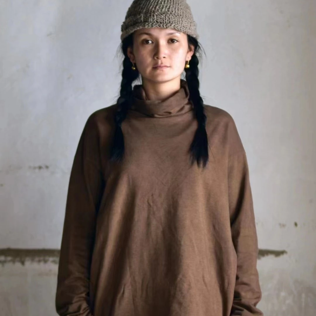 左岸迷香  果儿坊【T恤】有机棉88%牦牛毛12%T恤  插肩打底衫 4021