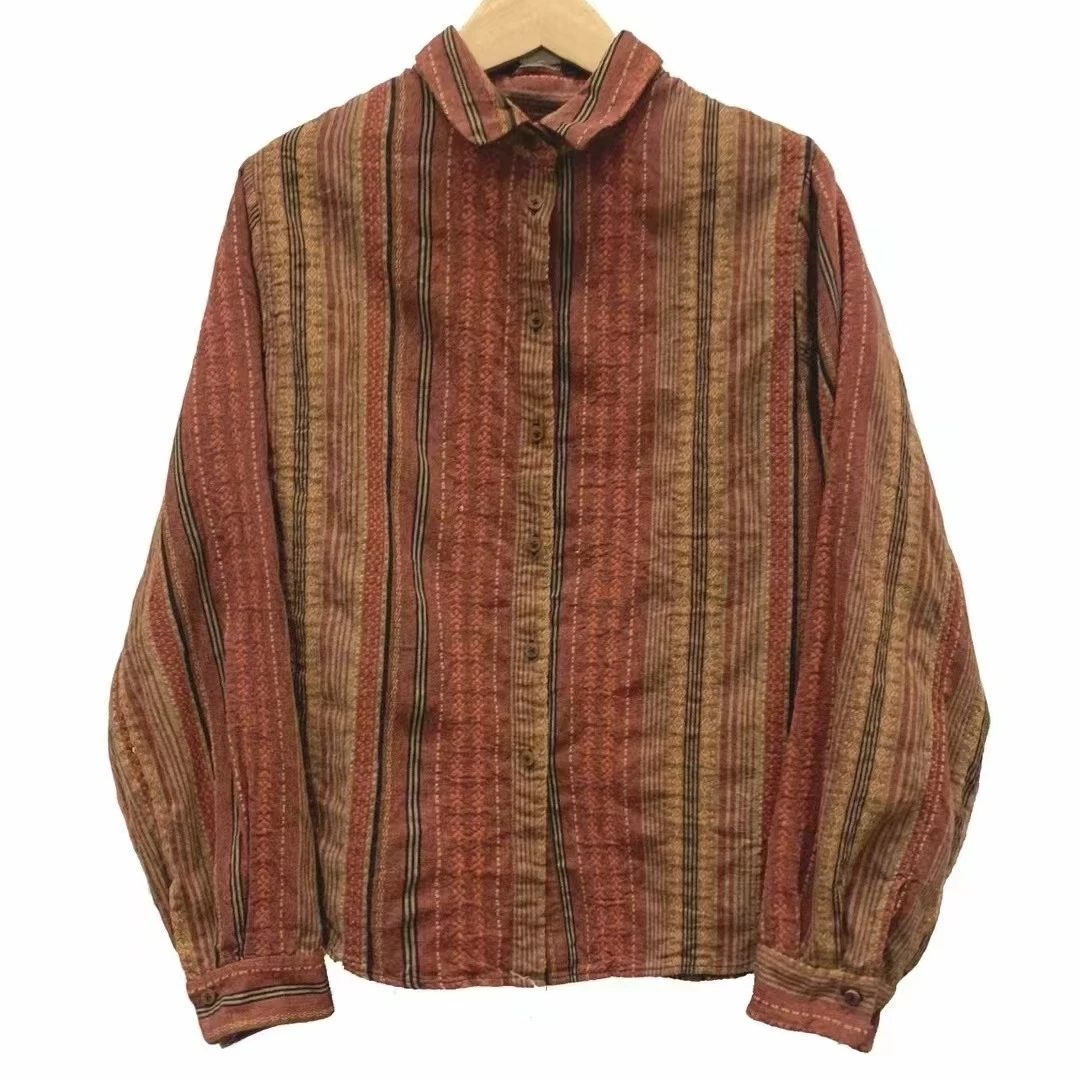 左岸迷香 果儿坊【衬衫】长袖休闲复古宽松条纹1018-1