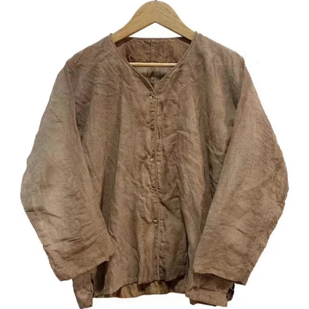 左岸迷香果儿坊【冬季中式短外套】短款休闲文艺圆领宽松百搭上衣