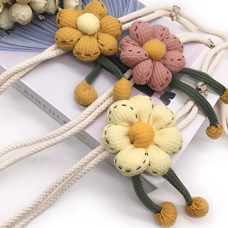 高端向日葵珍珠窗帘绑带一对装唯美绑绳