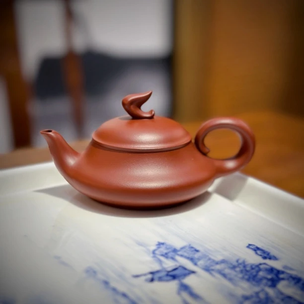 潮简茶业正品 钟贵河 乘风破浪 120cc潮州手拉朱泥壶全手工紫砂壶