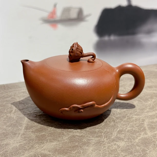 吴义永一品壶300cc潮州手拉朱泥壶全手工茶壶谢华大师明德园