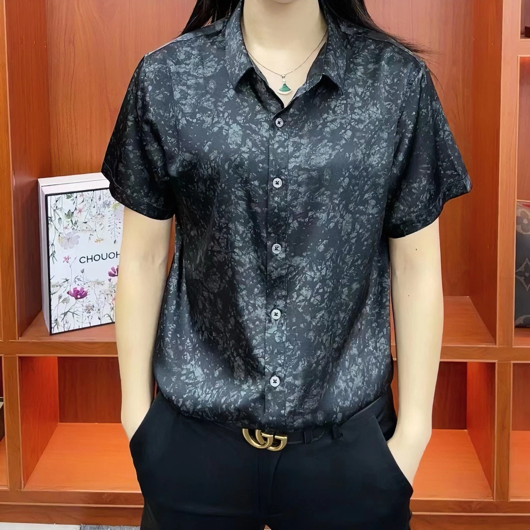 HFJQ新款男士时尚百搭休闲高品质轻奢商务经典短袖上衣（2046）