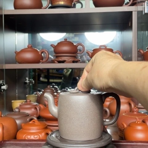 段泥茶壶原矿青灰段半手工制作双环