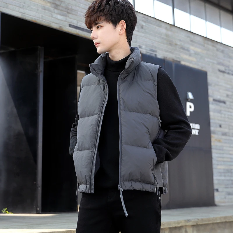 2024秋冬立领纯色简约百搭青年羽绒马甲男士时尚休闲坎肩背心加厚