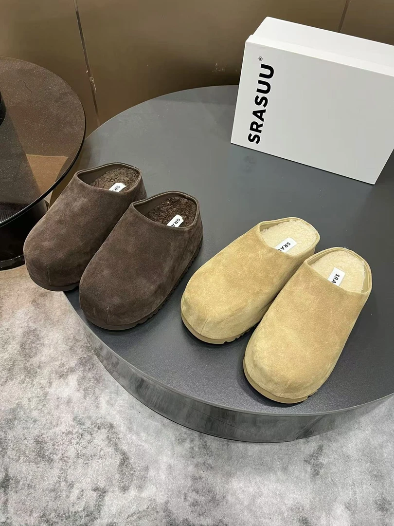 巨软 欧货厚底毛毛鞋包头拖鞋