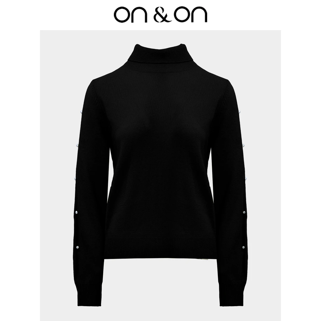 ON&ON/安乃安全羊毛长袖手工钉珠高领套头打底百搭毛衣-N3SW07129