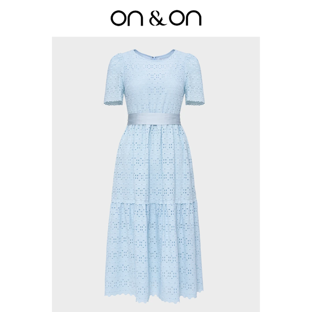 ON&ON/安乃安韩系甜美风蕾丝镂空气质超显瘦女连衣裙N3SH16065