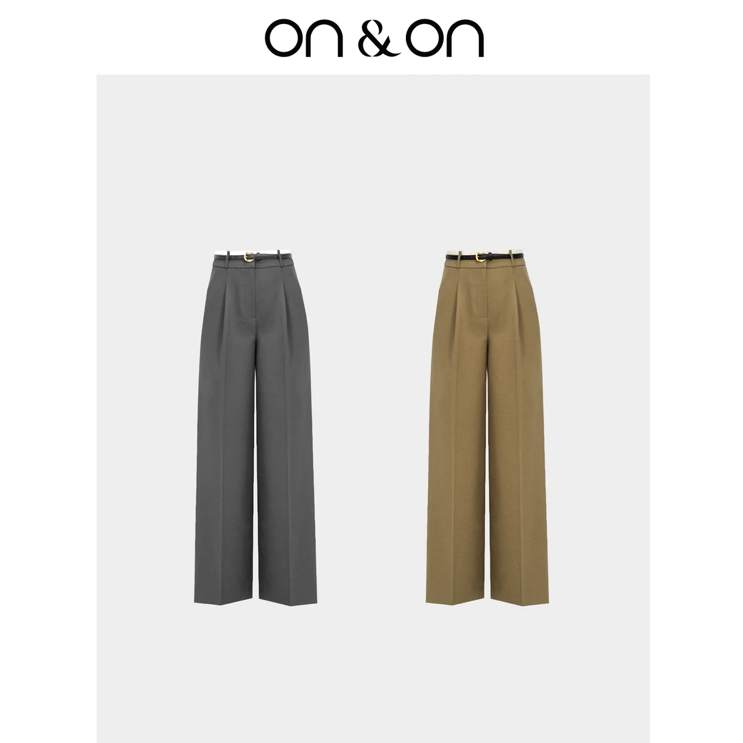 ON&ON/安乃安【流光风】春季新款高腰撞色宽松阔腿西装裤N4SW30096