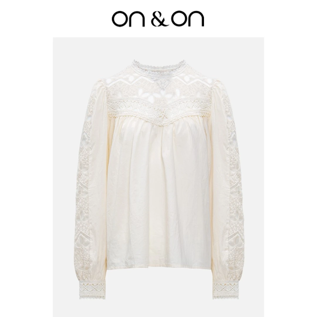 ON&ON/安乃安秋季新款宽松拼接镂空绣花蕾丝衬衣-N3SP60032
