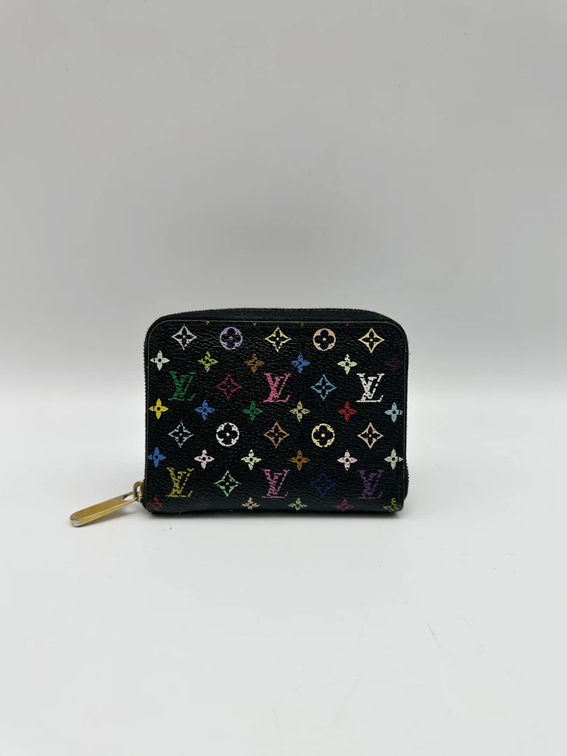 90新 LouisVuitton/路易威登 黑三彩短款钱包90916