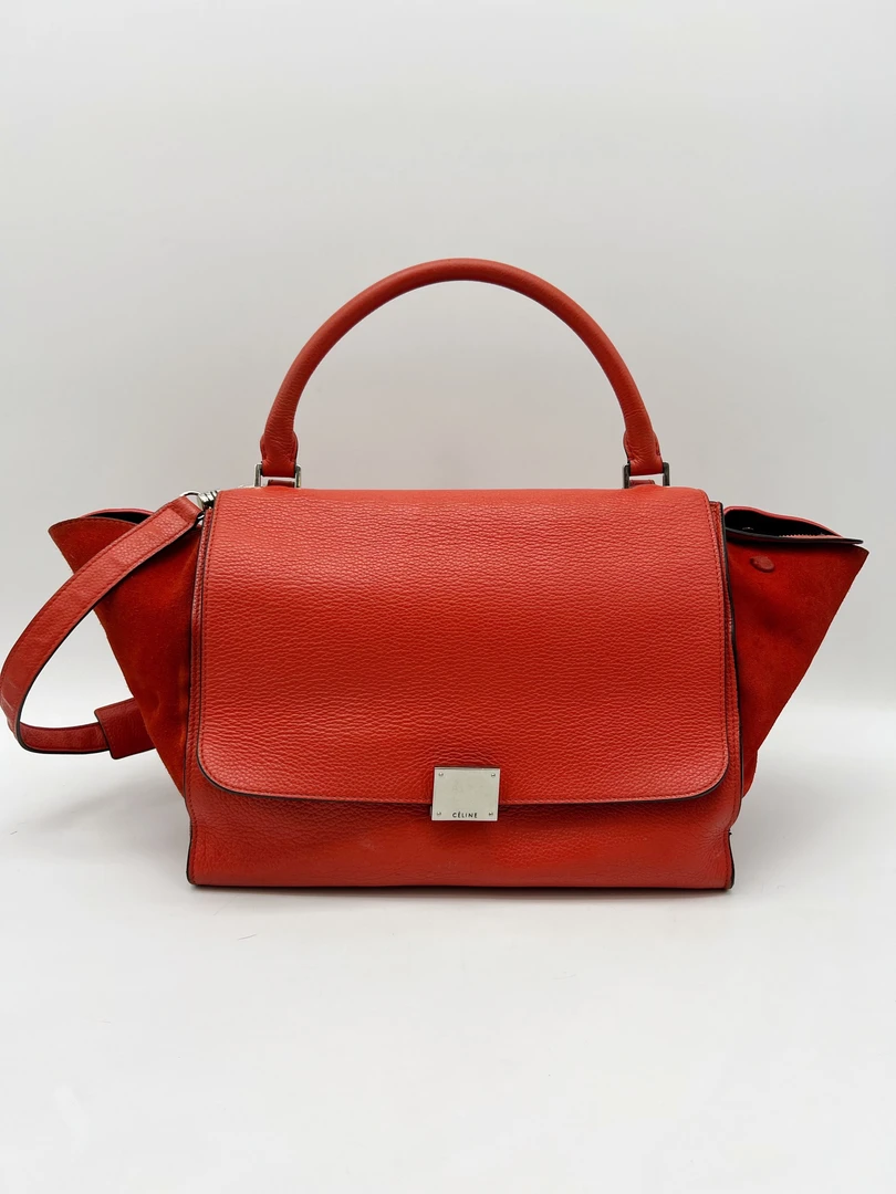 90新 Celine/思琳 trapeze红色秋千包27712