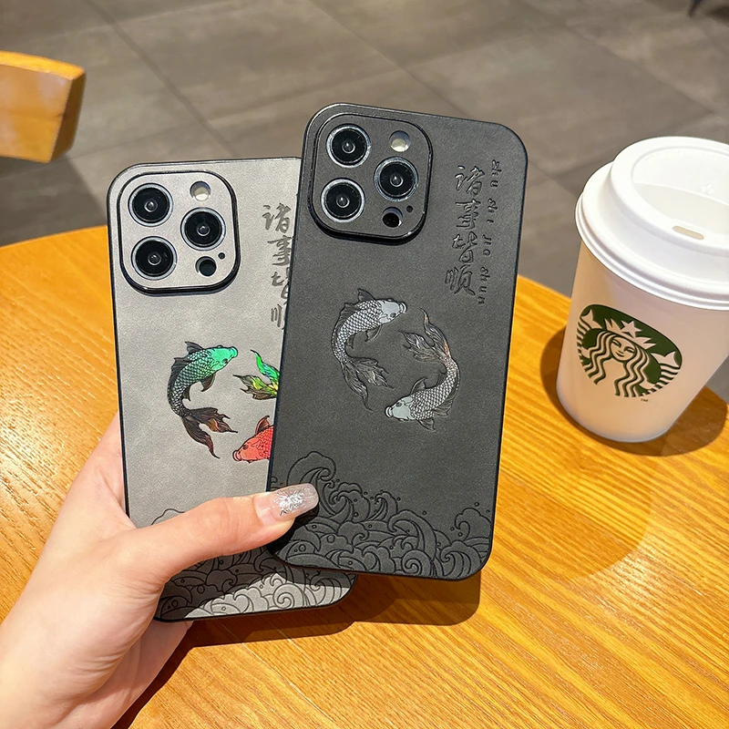 星梦维炫酷镭射双鱼图案适用iPhone16手机壳14promax苹果15耐脏13