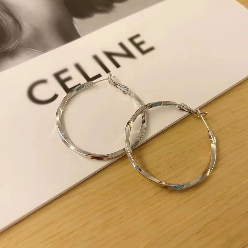 钛钢无非金属耳饰 个性嘻哈风麻花耳圈简约几何耳环金属质感百搭