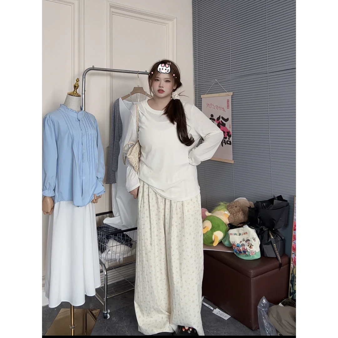 碎花山本裤女夏季2024新款高腰垂感宽松休闲松弛感套装