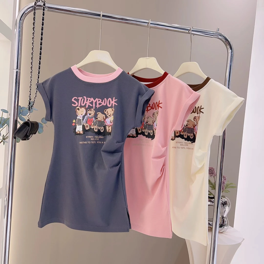 女童连衣裙儿童夏季短袖裙子新品韩版女孩洋气童趣休闲薄款T恤裙