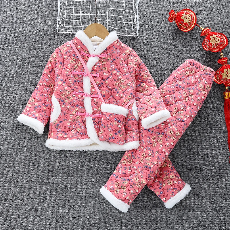 【年底福利】东北大花宝宝加厚冬季棉服女童套装儿童棉服保暖
