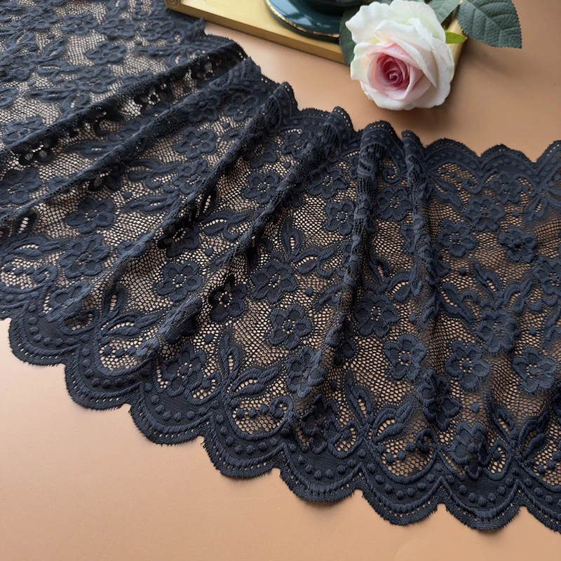 黑色白色弹力蕾丝花边裙子下摆加长服装加工辅料DIY手工蕾丝布料