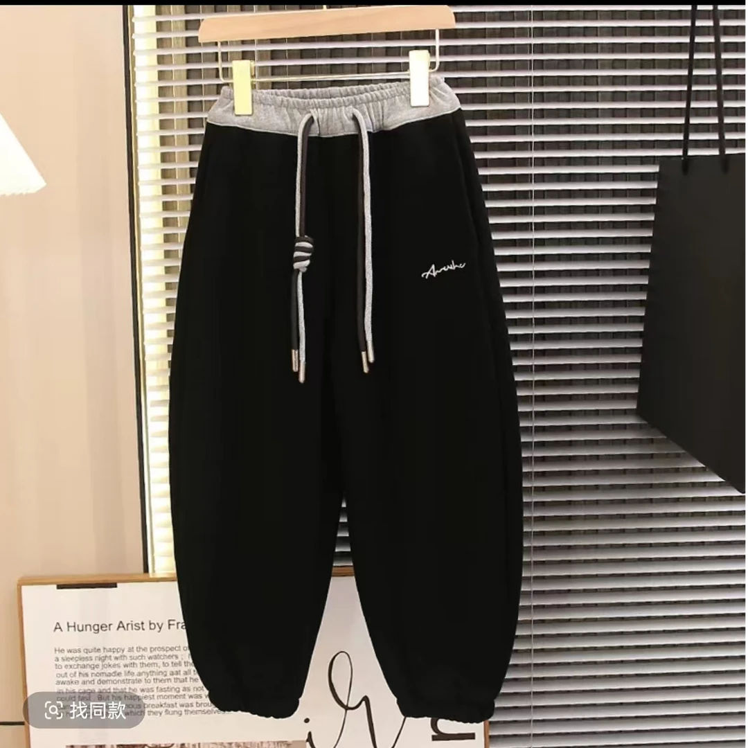 高定儿童加绒裤子2024新款男童加厚秋冬装卫裤女童保暖百搭2541