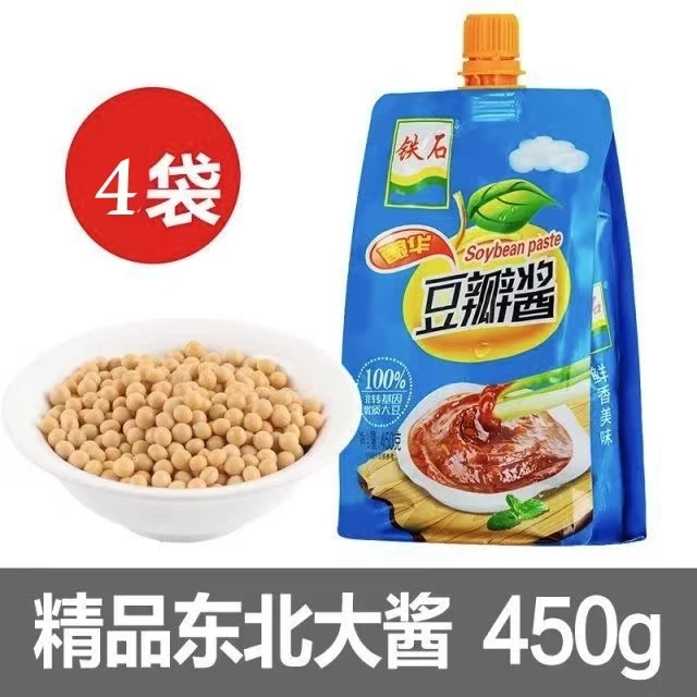 金贝河铁石豆掰酱450克*4袋非转基因大豆黄豆酱豆瓣酱