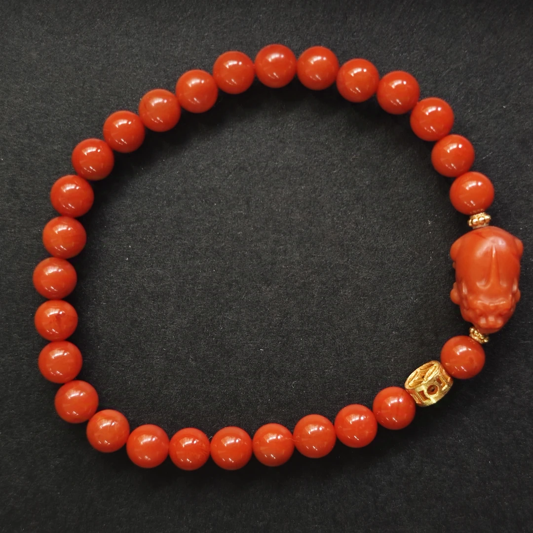 语唐（多样性发货）保山南红貔貅设计款单圈约5.5+mm