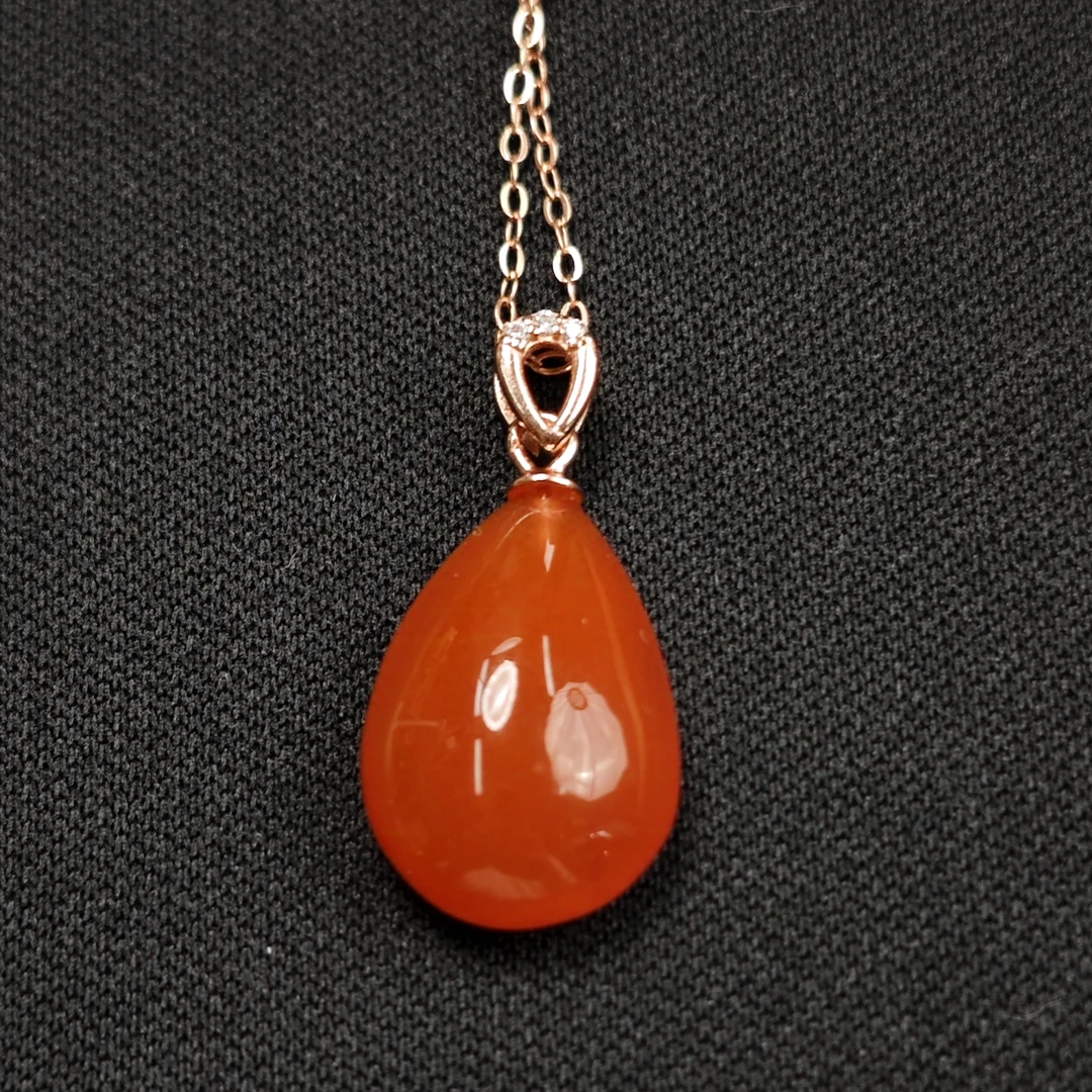 语唐南红冰红南红水滴吊坠（赠银链）