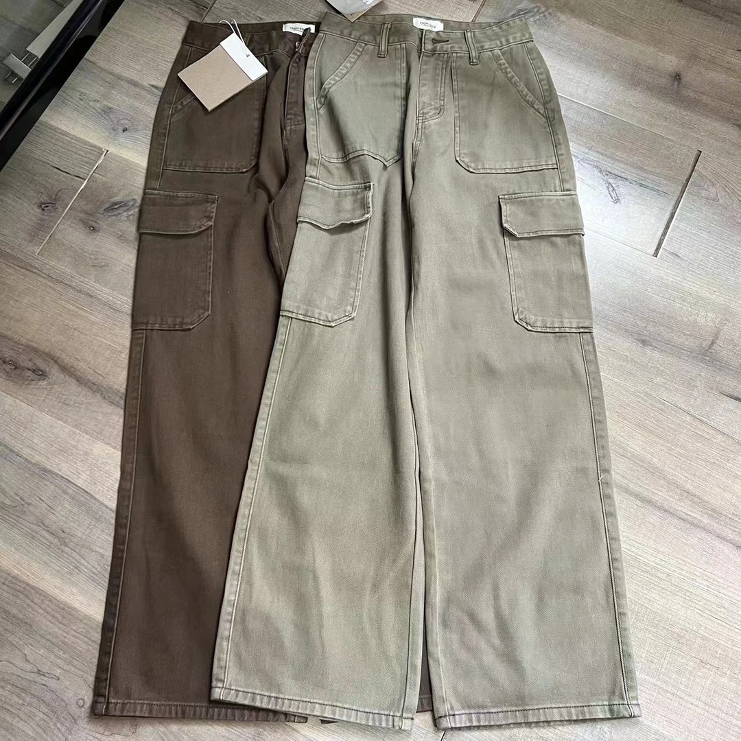 DY89977-双口袋工装直筒牛仔裤