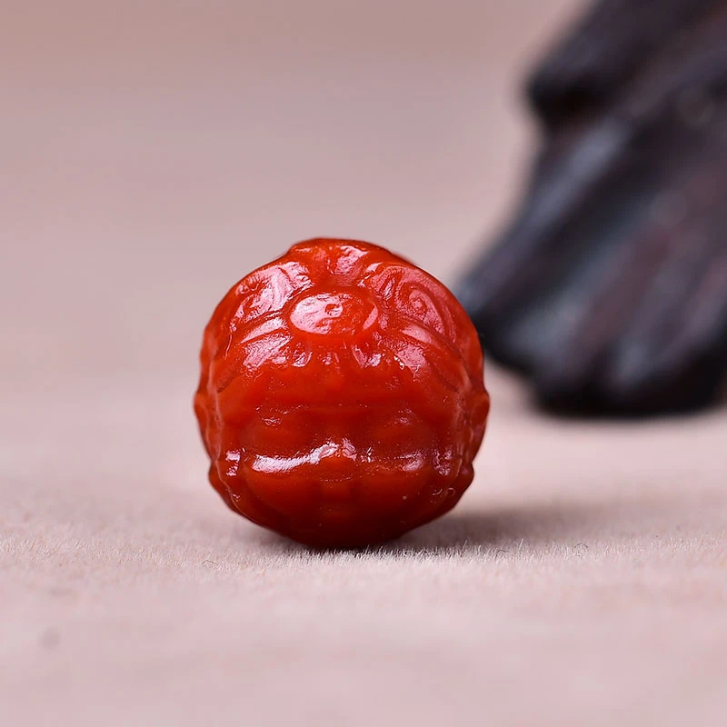 红肉玛瑙手工雕刻扎吉拉姆做佩珠锁骨珠腰珠顶珠12mm左右