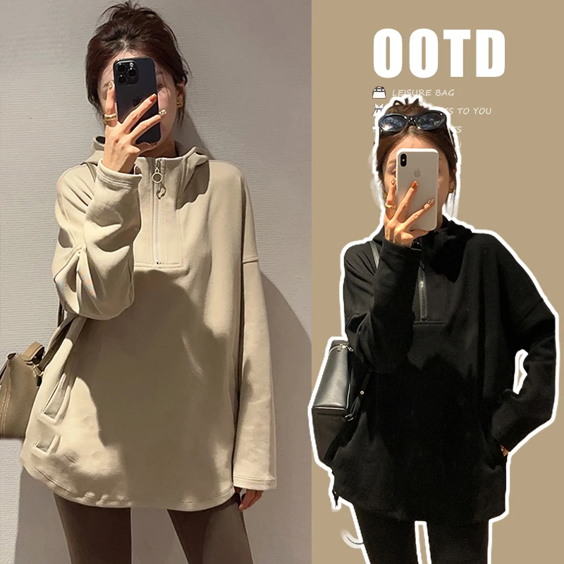 孕妇连帽卫衣女秋冬季新款网红时尚洋气百搭宽松孕妇上衣潮妈春装