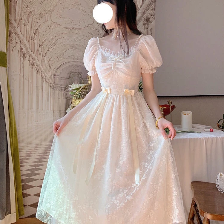 大码女胖mm夏季法式显瘦连衣裙子2023中长款气质甜美胖妹妹仙女裙