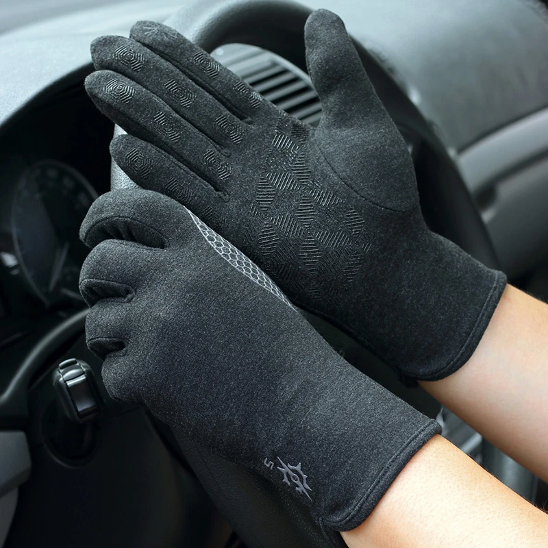 男士薄款触屏保暖秋冬季春秋韩版防滑开车骑行全指分指弹力手套