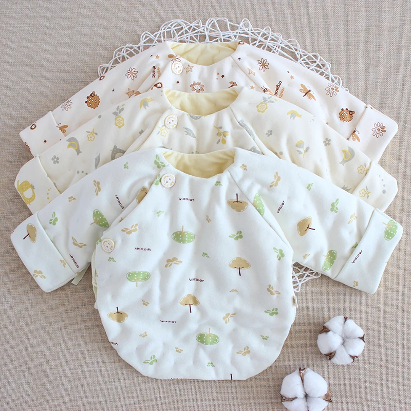 纯棉花手工新生儿半背棉袄婴儿秋冬季加棉保暖男女宝宝斜襟和尚服