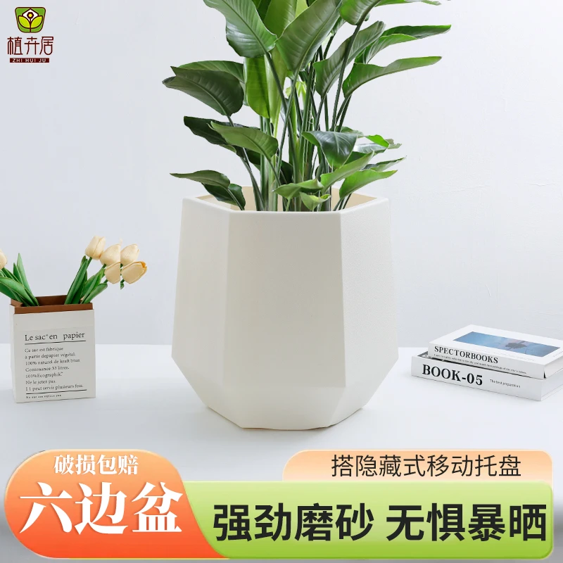 简约百搭轻奢大口径花盆家庭客厅阳台耐用加厚天堂鸟绿植专用花盆