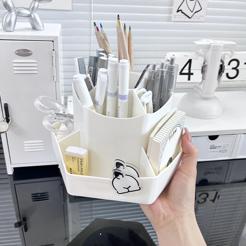 大容量360度九格旋转笔筒学生书桌面办公室文具收纳笔盒儿童简约