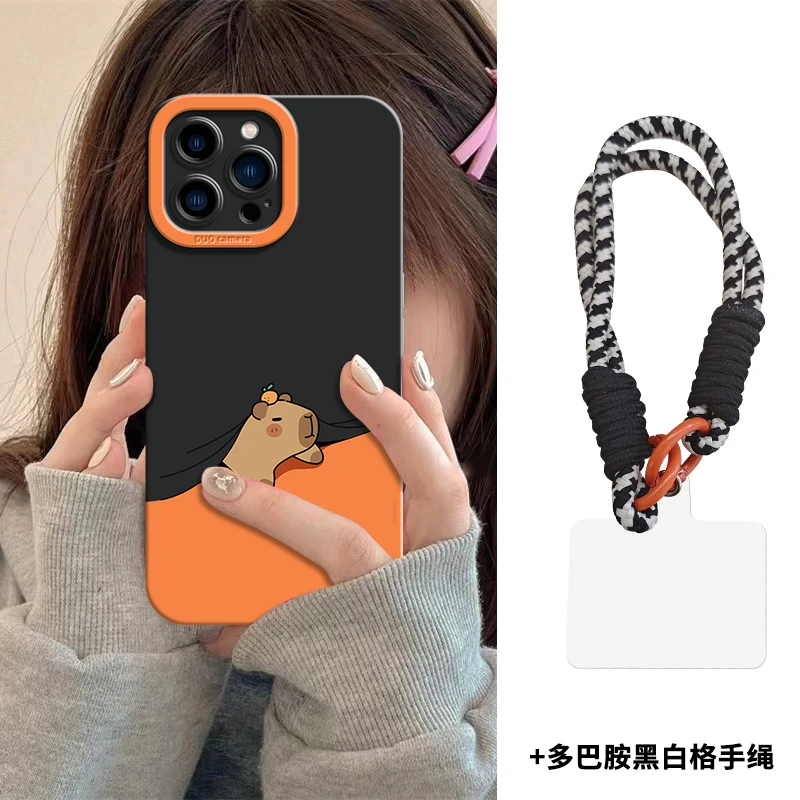 【苹果/华为/荣耀/OPPO/vivo/小米】趴水豚磨砂天使眼防摔男手机壳