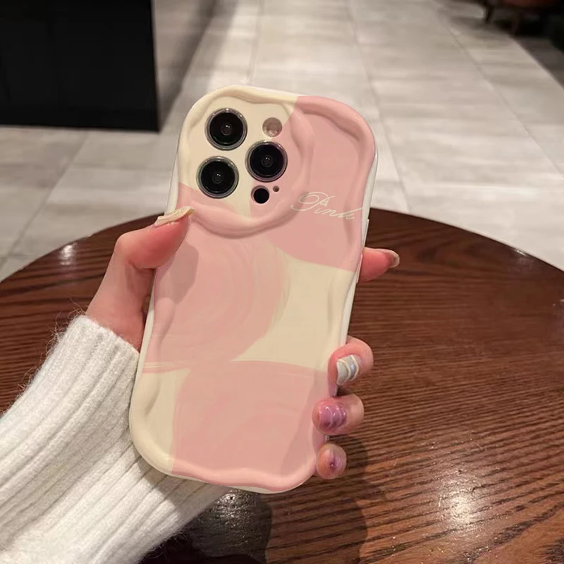 【苹果/华为/荣耀/OPPO/vivo/小米】粉色晕染奶油纹全包边手机壳