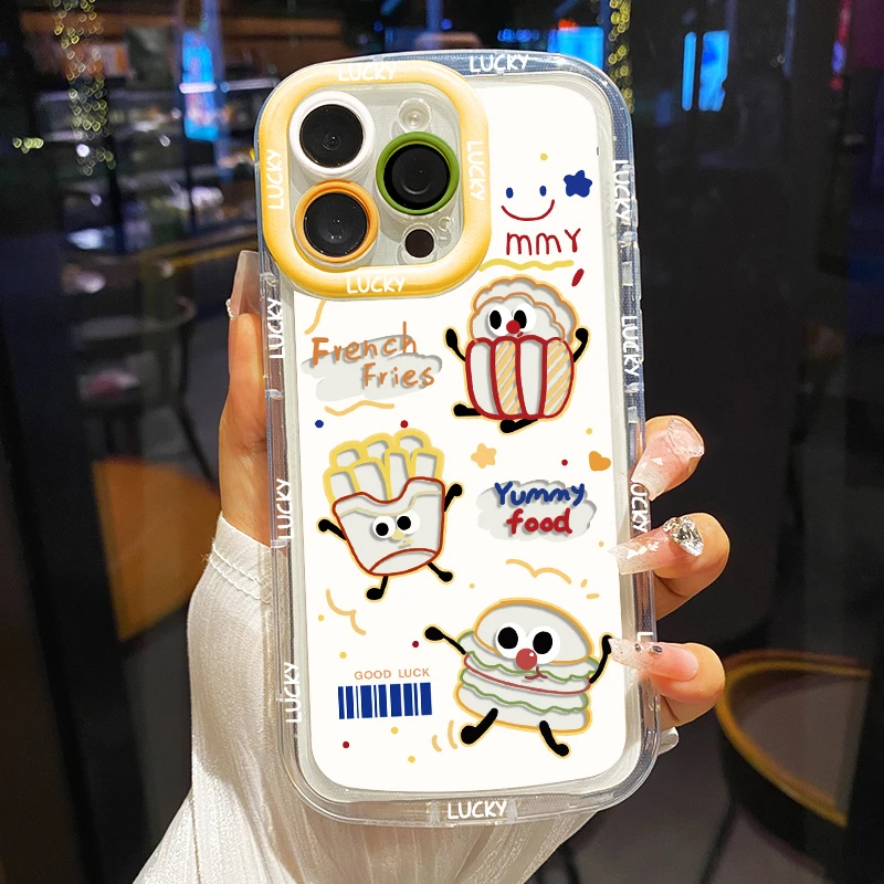 【苹果/华为/荣耀/OPPO/vivo/小米】薯条汉堡直边奶油包边手机壳