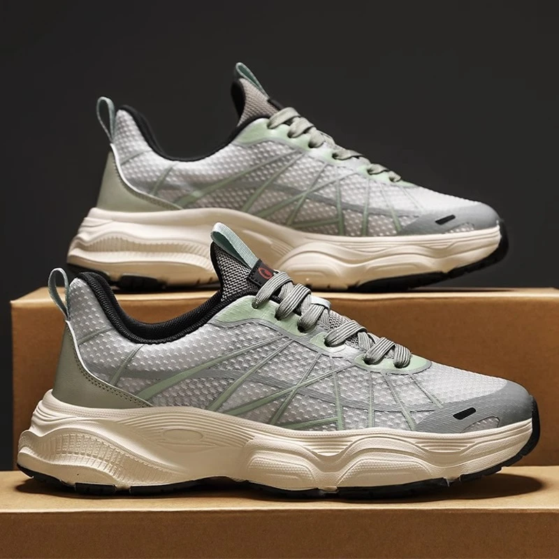 男鞋夏季2025新款休闲网面透气运动跑步鞋青少年百搭增高老爹潮鞋