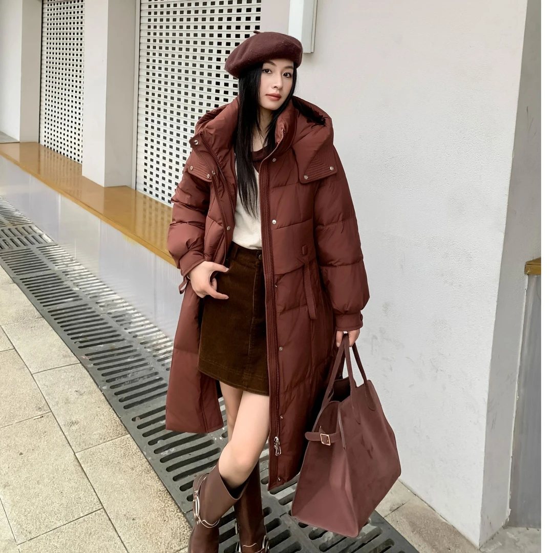 【90 白鸭绒】冬季女长款韩版显瘦休闲羽绒服