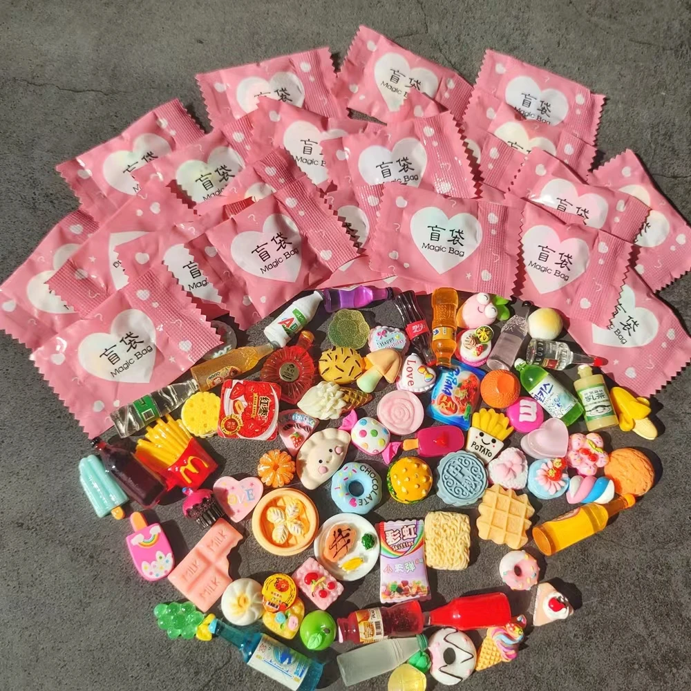 包邮独立盲袋食玩模型可爱食物迷你零食小超市瓶子饮料摆件送盘子