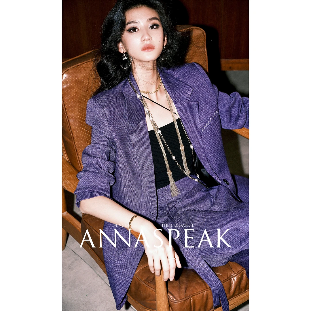 ANNASPEAK定染高雅色74裁片重工气质醋酸休闲西装通勤女装外套