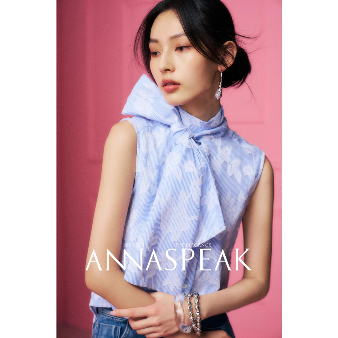 ANNASPEAK南法假日蝴蝶结AS新款无袖上衣高级设计感夏季衬衣女